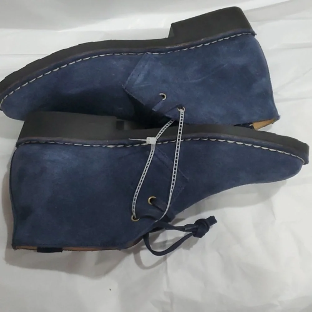 Polo Ralph Lauren navy Blue suede Talan Chukka lace up oxford boots size 8.5 new